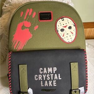 Loungefly Olive and Black Camp Crystal Lake Backpack